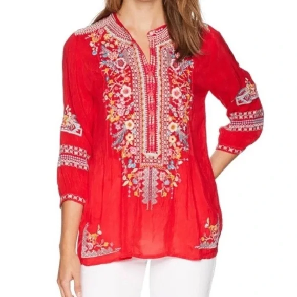 Johnny Was Bethanie Tunic Ocean Blue; size small - Picture 2 of 9